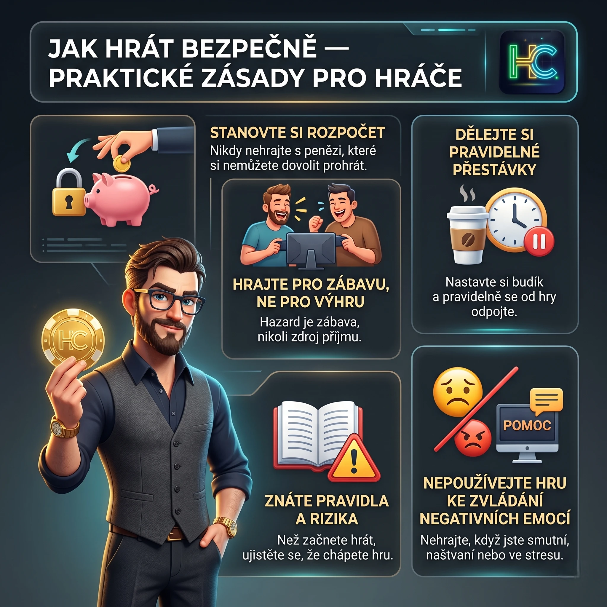Mascot ukazuje zásady bezpečného hraní