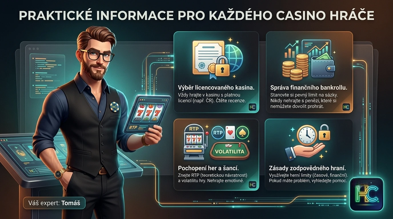 Mascot ukazuje praktické informace pro casino hráče
